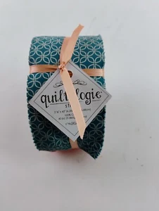 Quiltologie 40 Strisce Teal Orange Salmon Gelatina Rotolo 5 Disegni NUOVO - Foto 1 di 5