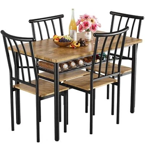 Dining Table Set for 4,Kitchen Table and 4 Chairs With Storage Rack for Kitchen - Picture 1 of 8