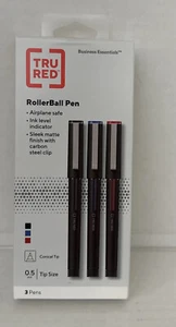 Tintenroller Stift fein 0,5 mm verschiedene Tintenfarben schwarzer Schaft 3/Pack TR58251 - Bild 1 von 9