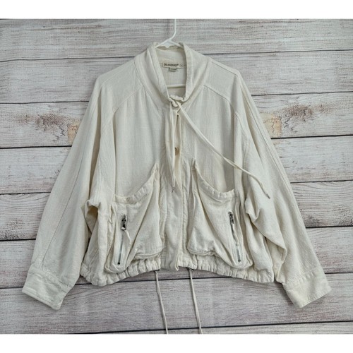 OFF WHITE Giacca da spiaggia donna BlankNYC misto lino con bottoni taglia M panna avorio