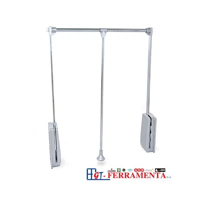 EMUCA Appendiabiti per armadio Hang 830 - 1150, Cromato brillo, Acciaio e Tecnoplastic