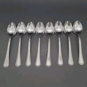 8 Soup Spoons Oneida Northland Fashionpoint Stainless Japan Beaded Flatware Vint - Picture 1 of 8