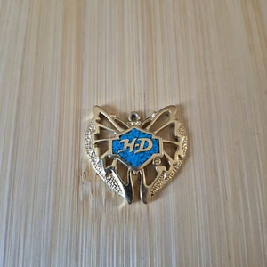 Vintage Gold Tone Butterfly Pendant Turquoise Inlay Monogram HD Signed CH 1990s - Picture 1 of 7