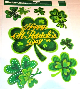 Se adhiere a la ventana del día de san patricio FELIZ SAN PATRICIO ~ TRÉBOL SURTIDO - Imagen 1 de 1