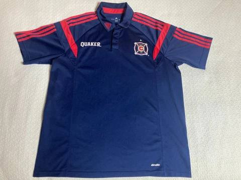 Adidas Chicago Quaker / Fire MLS Vintage Men's Blue Polo Collared Shirt Size XL Cover
