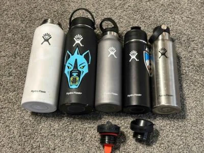 Lote de (5) Botellas Hydroflask 40oz 20oz Negro Blanco Acero Inoxidable Falta Tapa Foto 1 de 4