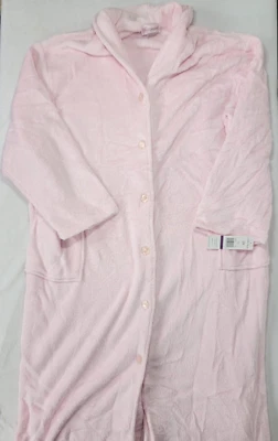 Shadowline Women's Cuddle Fleece House Coat Robe PINK Button Up Pockets Size 2X - Image 1 of 4