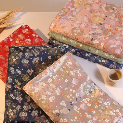 150*100cm DIY Brocade Damask Fabric Faux Silk Satin Embroidery Japanes Floral - image 1 of 4