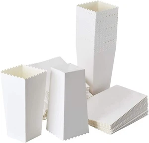BLUE PANDA 100 Pack White Bulk Paper Popcorn Container Boxes for Party 46 oz. - Picture 1 of 1