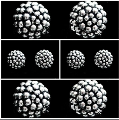 8 Stück 20mm Große Vintage Silberfarben Acryl Beere Perlen für DIY Handwerk - Bild 1 von 2