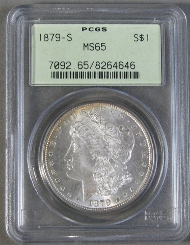 1879-S Morgan Silver $1 Dollar PCGS MS 65 Old Green Holder US Coin #500 Cover