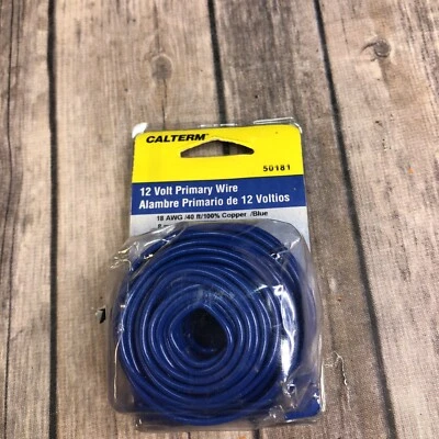 Cable primario Calterm 12 voltios 18 AWG/40 pies/Cooper/azul 50181 (RP) Foto 1 de 4