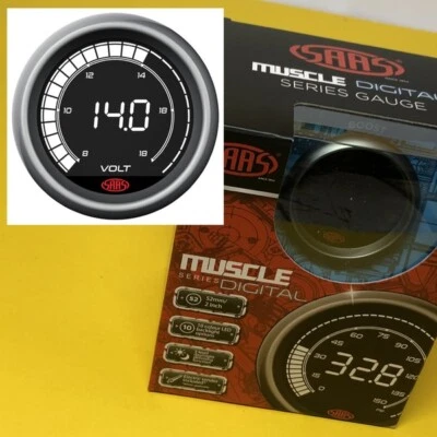 SAAS Muscle Digtal SG41250? Volt gauge 8-18 Volt Black 52mm 2" - Image 1 of 4