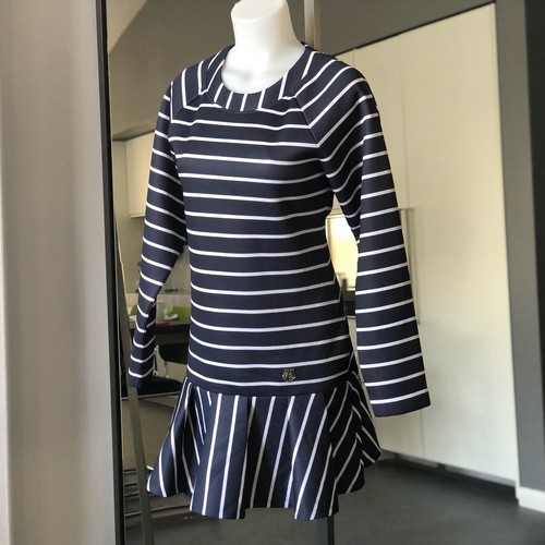 LOVE MOSCHINO abito corto a righe blu e bianco con maniche lunghe taglia IT 40