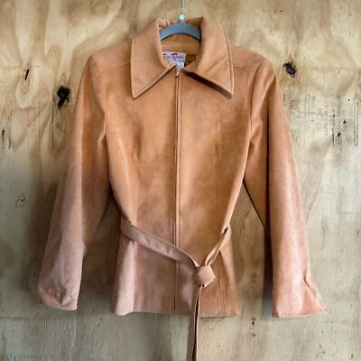 Chaqueta Vintage Años 80 Gino Rossi Melocotón Naranja Ultragamuza Cremallera Cinturón  Foto 1 de 3