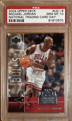 2004 Upper Deck Michael Jordan National Trading Card Day #UD-8 PSA 10 GEM MINT - Image 1 of 2