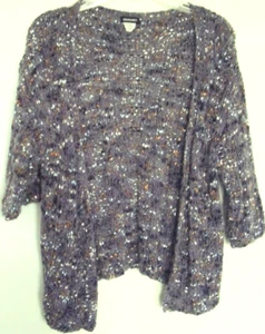 COUSSINET Wool blend JACKET light weave Knit Cardigan s/ sleeve ~ Women sz M - Picture 1 of 2