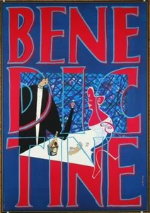 BENEDICTINE BY JAVIER MARISCALS FRENCH LIQUOR POSTER ON CANSON PAPER ORIGINAL - Picture 1 of 1