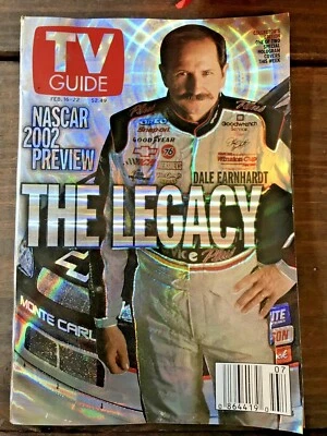 Vtg TV Guide Magazine Dale Earnhardt NASCAR COLLECTORS Feb 2002 RARE - Image 1 of 4