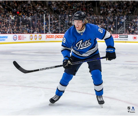 Patrik Laine Winnipeg Jets Unsigned Alternate Jersey Skating Photo Cover