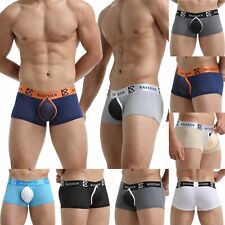 2 Pair Men's Sexy Ice Silk Boxer Briefs Underpants U Convex Cup Trunks Underwear