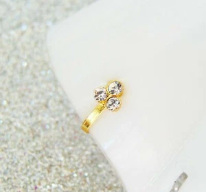 Indian 22K Gold Plated Wedding Nose Ring Clip On Nose Stud Women's Gift Jewelry - Picture 1 of 5