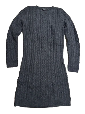 $1298 Ralph Lauren Etiqueta Negra Mujer Cachemira Cable Suéter Vestido Gris Grande Foto 1 de 3