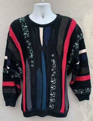 Vintage 90s COOGI Australia Sweater Long Sleeve Mercerised Cotton Red Black  L - Image 1 of 4