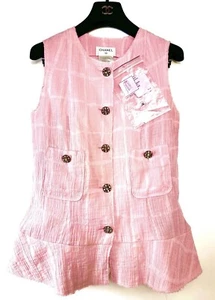 Chanel 2012 Barbie Pink Tweed Jacke Weste 38 40 42 6 8 10 Shirt Top Gripoix M L - Bild 1 von 11