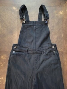 Paige Nelly Overalls NEW Womens Size 29x26  Black Overdye NWT Denim Wide Leg - Picture 1 of 12