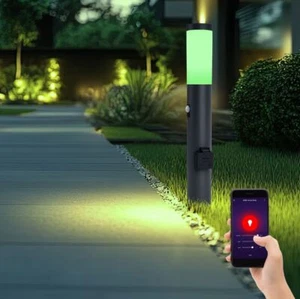 Außenstehlampe Gartenlampe Smart Sockellampe Bewegungsmelder Steckdose RGB LED - Afbeelding 1 van 12