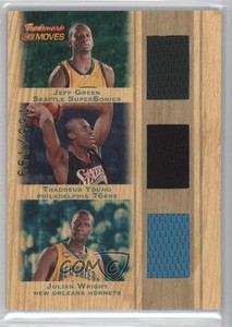 2007-08 Trademark Moves Triple Relics /199 Jeff Green Thaddeus Young Rookie RC