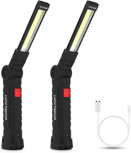 2 Pack LED Magnetic Work Lights Rechargeable 5 Mode Waterproof Rotating for Car - Picture 1 of 12
