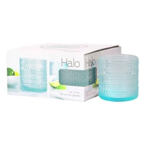 Home Essentials Halo Set of 4 Aqua Double Old Fashion Glasses 🩵🩵🩵 - Picture 1 of 1
