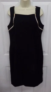 Calvin Klein Womens Size 12 Sleeveless Sheath Black Dress w/ Gold Zippers - Picture 1 of 3