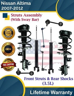 Amortiguadores delanteros y traseros con barra estabilizadora para Nissan Altima 2007-2012 3,5 L de por vida con Foto 1 de 4
