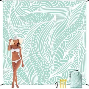 Beach Blanket Waterproof Sandproof Beach Mat 79" X 83" /10'x9'for 2-8 Adults - Picture 1 of 1