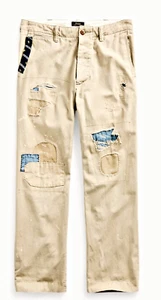 Ralph Lauren Polo Sportsman bestickte Denim Patchwork kultige khaki aztekische Hose - Bild 1 von 19