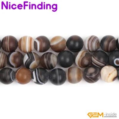 Cuentas de ónix planeta a rayas esmeriladas de ágata natural de 12 mm para hacer joyas de 15"" Foto 1 de 4