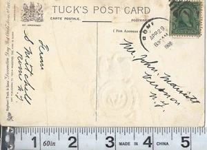 Ben Franklin 1 Cent Stamp Tucks Embossed Sons of Veterans Postcard 1908 Postmark - Picture 1 of 4