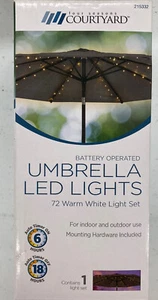 Four Seasons COURTYARD Battery Operated Timer 72 Warm White LED Umbrella Lights - Picture 1 of 2