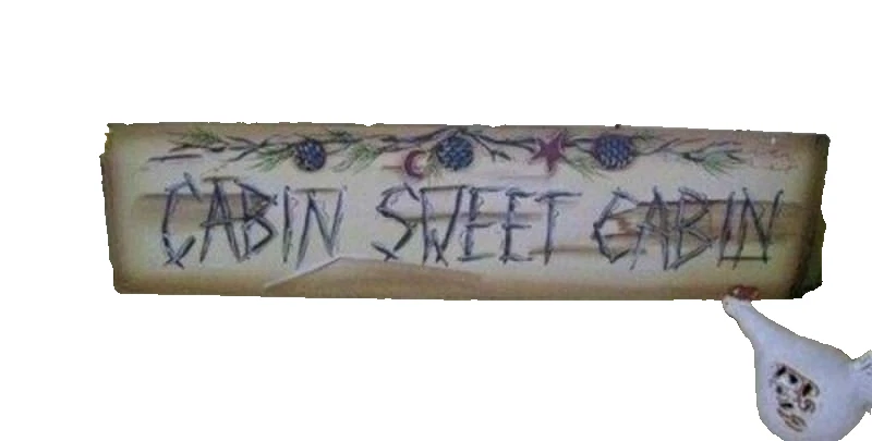 Lodge Cabin Tin Sign Wall Hanging Pinecone and Stars 20 inches - Image 1 of 1