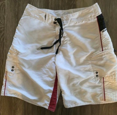 Vintage Quicksilver Board Shorts Baggy Y2k Surfwear Men’s 34 Vtg Red White Black - Image 1 of 4
