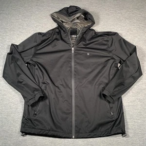 Linksoul Jacket Mens Large Black Hooded Full Zip Windbreaker Golf Zip Pockets - Picture 1 of 11