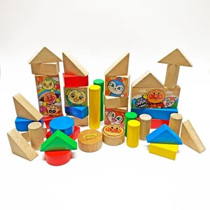 Anpanman Characters Japanese Wooden Building Blocks Kids Playset - 39 Pieces - Picture 1 of 5
