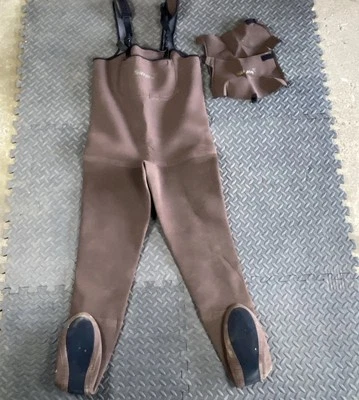 Simms Neoprene Stocking Foot Chest Waders Fly Fishing Made in USA Bib Overalls M - Image 1 of 4
