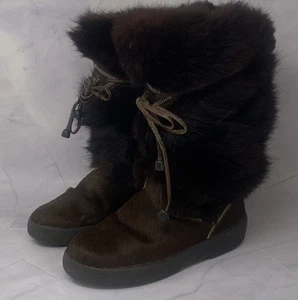 Pajar Cabra Pelo Piel Apres Esquí Invierno Nieve Botas Marrón Para Mujer Talla 37 EE. UU. 6 M - Imagen 1 de 12
