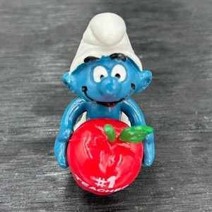 Smurfs 20160 # 1 Teacher Red Apple Smurf Vtg Figure PVC Schleich Peyo Figurine - Picture 1 of 7