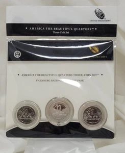 Juego de 3 monedas PDS Vicksburg 2011 cuarto 25c N79 América la Hermosa - Imagen 1 de 1