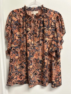 Top floral naranja transparente Philosophy para mujer talla 2X campesino fluido cabaña boho Foto 1 de 4